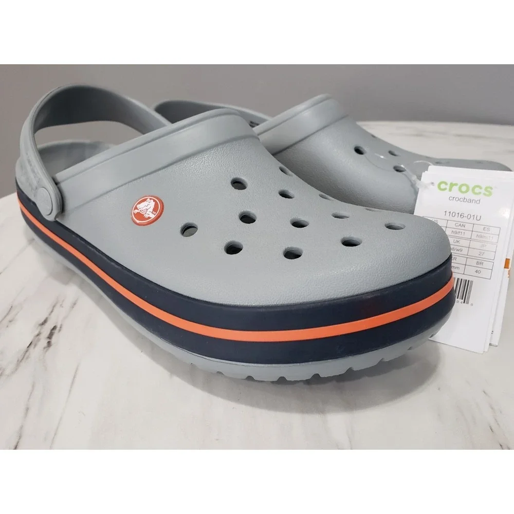 NEW MENS 9 CROCS Crocband Clog Gray Black Orange  11016-01U